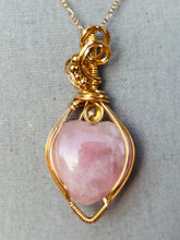 Load image into Gallery viewer, Gold Rose Quartz Heart w/Citrine
