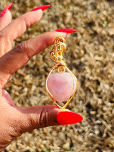 Load image into Gallery viewer, Gold Rose Quartz Heart w/Citrine
