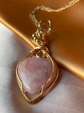 Load image into Gallery viewer, Gold Rose Quartz Heart w/Citrine
