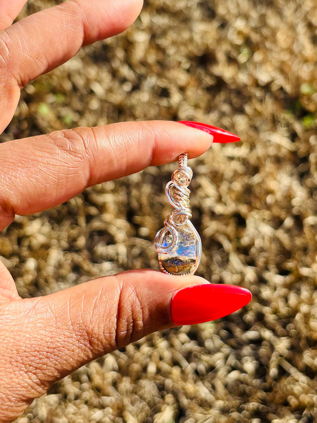 Dainty Silver Ethiopian Opal Necklace